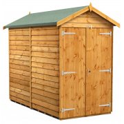 Power 8x4 Apex Garden Shed Overlap - Windowless Double Door